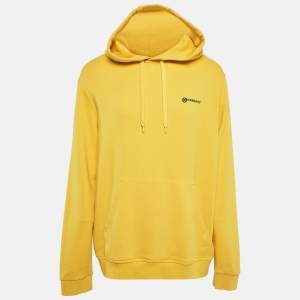 Burberry Yellow Logo Emboss Print Cotton Robson Hooded Sweatshirt L