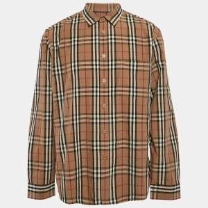 Burberry Beige Checks Cotton Long Sleeve Shirt XXXL