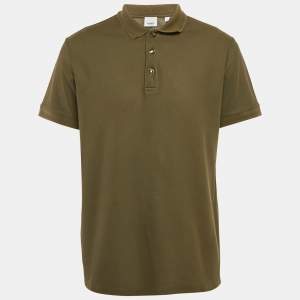 Burberry Olive Green Cotton Pique Polo T-Shirt L