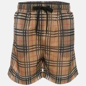 Pre Owned Burberry Beige Vintage Check Tawney Mesh Shorts L