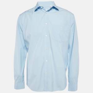 Burberry Blue Cotton Button Front Shirt XL