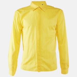Burberry Prorsum Yellow Dot Printed Cotton Button Front Shirt L