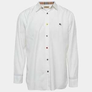 Burberry White Cotton Button Front Shirt L