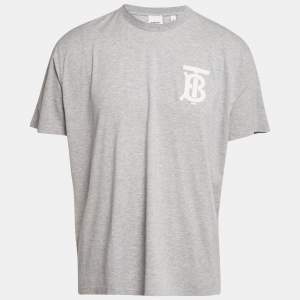 Burberry Grey Logo Print Jersey T-Shirt L