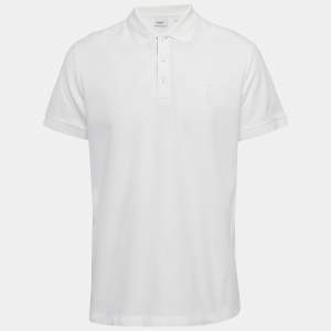 Burberry White Cotton Pique Polo T-Shirt L