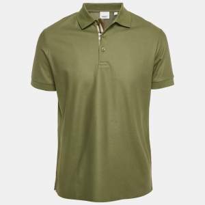 Burberry Green Pique Cotton Polo T-Shirt M
