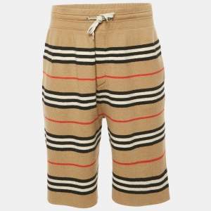 Burberry Beige Striped Wool Kenton Shorts S