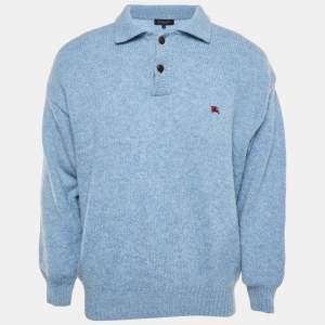 Burberry Light Blue Wool Sweater XL