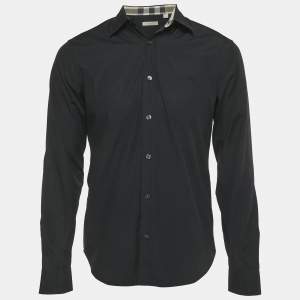 Burberry Black Cotton Long Sleeve Shirt M