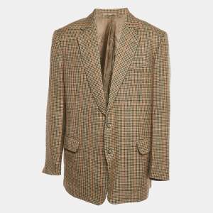Pre Owned Burberry Multicolor Houndstooth Wool Single Breasted Blazer XL