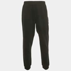 Pre Owned Burberry Black Logo Applique Cotton Jogger Pants XXL
