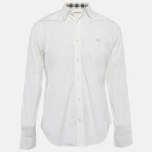 Pre Owned Burberry Brit Off-White Cotton Full Sleeve Shirt M