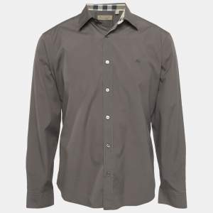 مملوكة مسبقًا Burberry Grey Cotton Long Sleeve Shirt XL