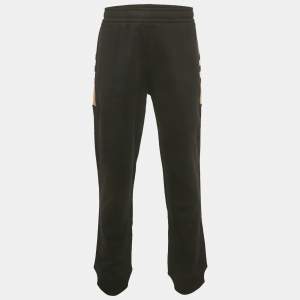 مملوكة مسبقًا Burberry Black Checks Trim Cotton Joggers XXL