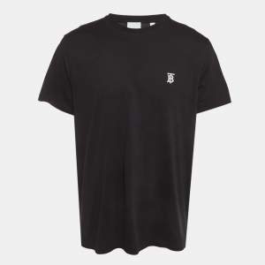 مملوكة مسبقًا Burberry Black Logo Embroidered Cotton T-Shirt XL