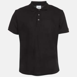 مملوكة مسبقًا Burberry Black Cotton Pique Polo T-Shirt XL