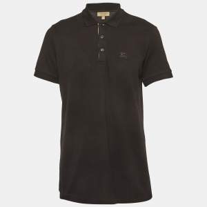 Pre Owned Burberry Black Cotton Pique Polo T-Shirt L