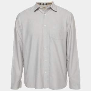 Pre Owned Burberry Grey Cotton Button Down Shirt XL