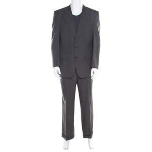 Burberrys Grey Patterned Wool Suit XL