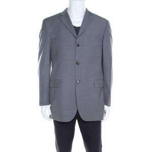 Burberry Grey Melange Wool Tailored Blazer L