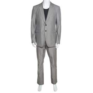 Burberry Grey Cotton Knit Regular Fit Suit XXL