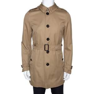 Burberry Camel Beige Cotton Belted Britton Trench Coat M