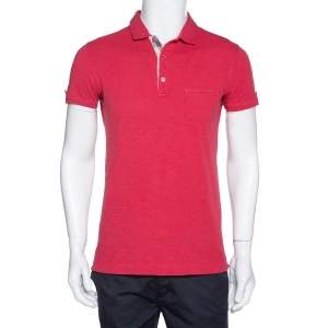 مملوكة مسبقًا Burberry Brit Pale Coral Red Cotton Knit Polo T Shirt S