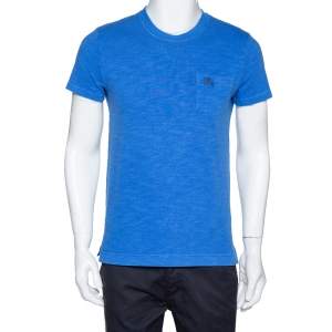 مملوكة مسبقًا Burberry Brit Blue Cotton Knit Logo Hardware Detail T Shirt S