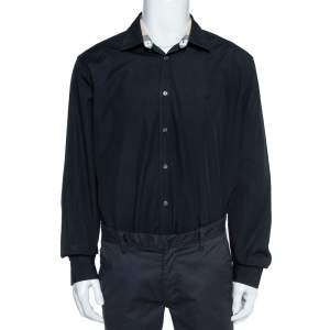 Pre Owned Burberry Brit Black Stretch Cotton Poplin Long Sleeve Shirt XXXL