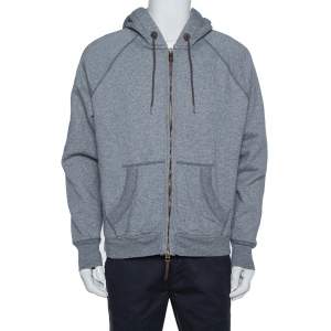 Pre Owned Burberry Grey Knit Elbow Patch Detail Hoodie XL