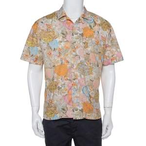 قميص بربري بولينغ قطن طباعة زهور متعدد الألوان مقاس كبير