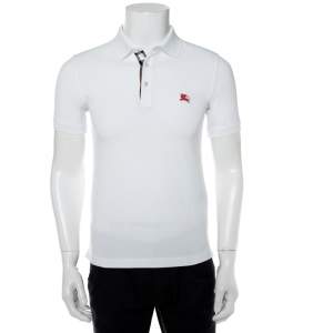 Burberry Brit White Embroidered Cotton Pique Polo T-Shirt XS
