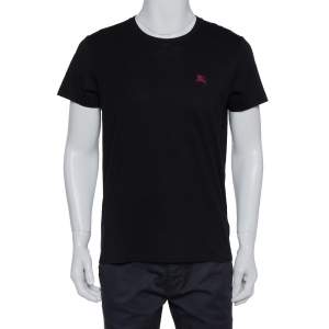 Pre Owned Burberry Black Cotton Crewneck T-Shirt M