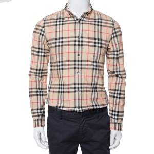 Pre Owned Burberry Brit Beige Nova Check Patterned Cotton Button Front Shirt S