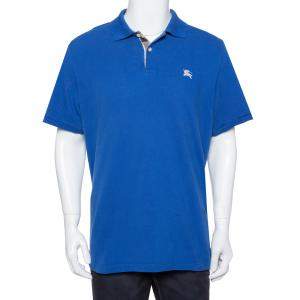 Pre Owned Burberry Brit Blue Cotton Pique Polo T-Shirt L 
