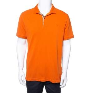 Pre Owned Burberry Burnt Orange Cotton Pique Polo T-Shirt XL