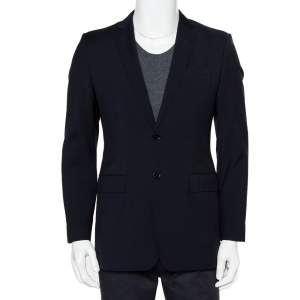 Pre Owned Burberry Midnight Blue Wool Button Front Milbury Blazer M