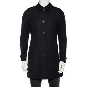 Pre Owned Burberry Navy Blue Cotton Belted Britton Trench Coat M