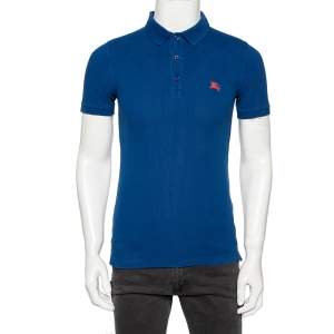 Burberry Blue Cotton Pique Short Sleeve Polo T-Shirt XS