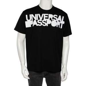 Pre Owned تي شيرت بربري قطن مطبوع أسود أكمام قصيرة مقاس صغير (سمول)