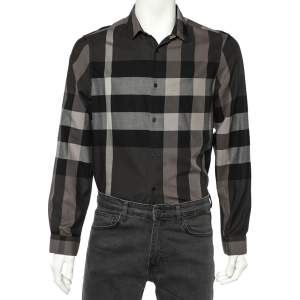 Pre Owned Burberry Black Nova Check Cotton Tailored Shirt L