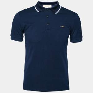 Pre Owned Burberry Navy Blue Short Sleeve Polo T-Shirt M