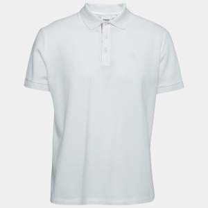 Pre Owned Burberry White Cotton Polo T-Shirt XL