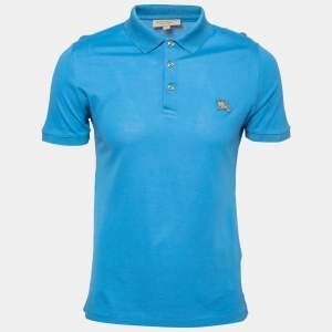Pre Owned Burberry Blue Cotton Polo T-Shirt S