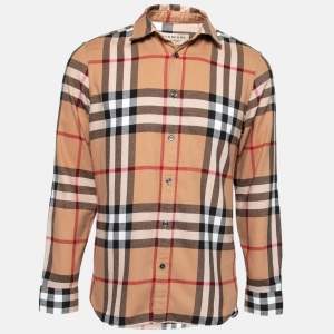 Pre Owned Burberry Beige Checked Flannel Button Front Shirt M
