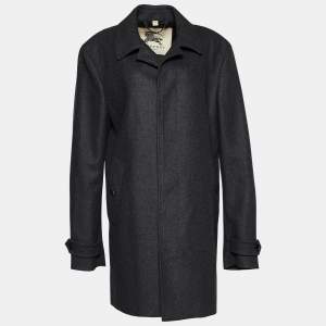 Burberry Dark Grey Wool Button Front Coat XXL