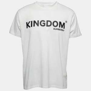 Burberry White Cotton Kingdom Print Crewneck T-Shirt S