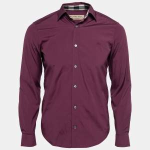 Burberry Burgundy Cotton Button Front Shirt S