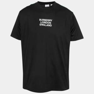 Burberry Black Cotton Logo Embroidered Short Sleeve T-Shirt M