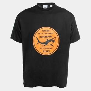 Burberry Black Cotton Shark Print T-Shirt M
